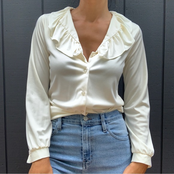 Vintage Lucky Winner ruffled blouse Sz 9/10 - Picture 1 of 3